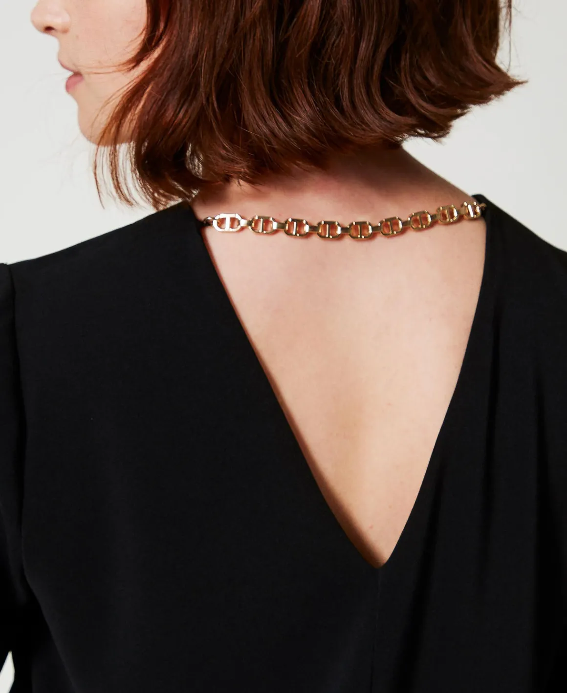 TWINSET Milano Abito Corto Con Balza E Catena Oval T | Vestiti Da Cerimonia | Vestiti Corti