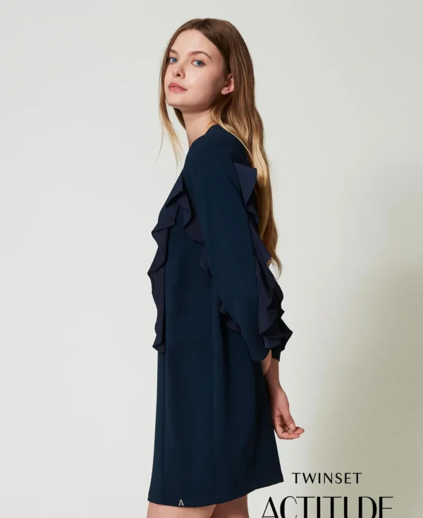 TWINSET Milano Abito Corto In Cady Con Volant | Vestiti Corti