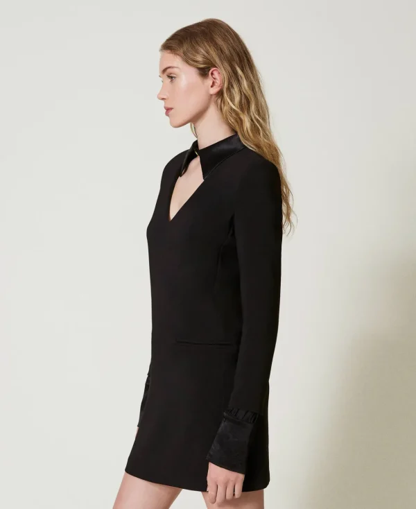 TWINSET Milano Abito Corto In Crêpe Con Dettagli In Raso | Vestiti Da Cerimonia | Vestiti Eleganti