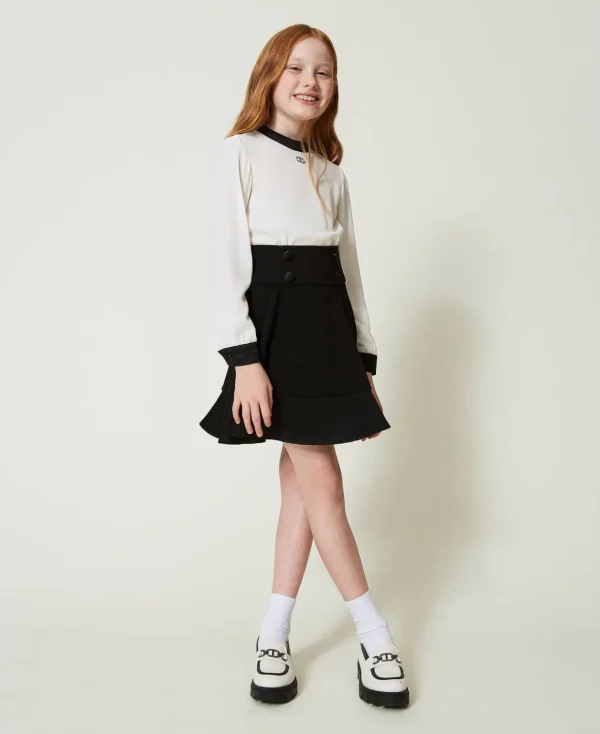TWINSET Milano Abito Corto In Crêpe De Chine E Flanella | Vestiti