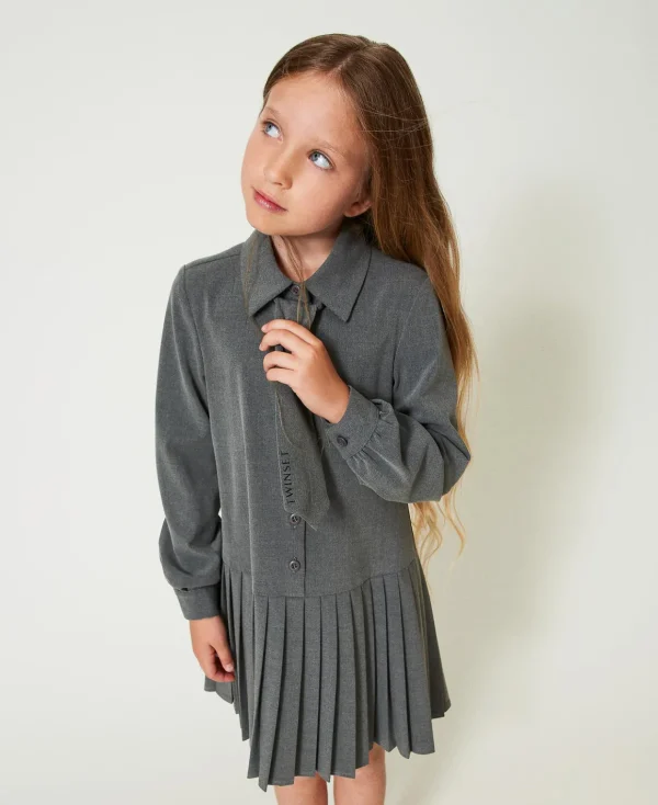 TWINSET Milano Abito Corto In Flanella Con Cravatta | Vestiti