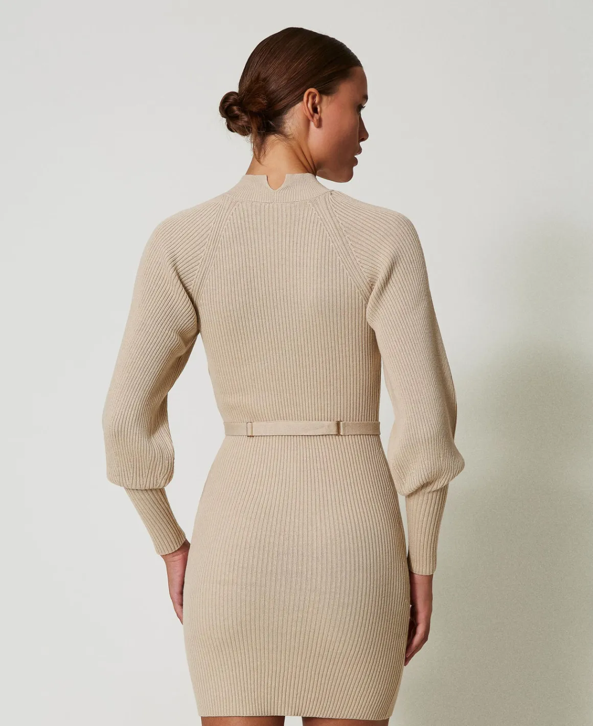 TWINSET Milano Abito Corto In Maglia A Costine Con Cintura | Vestiti In Maglia | Vestiti Corti