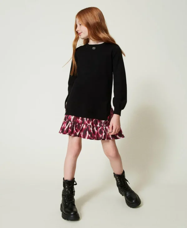 TWINSET Milano Abito Corto In Maglia Con Inserto Stampato | Vestiti
