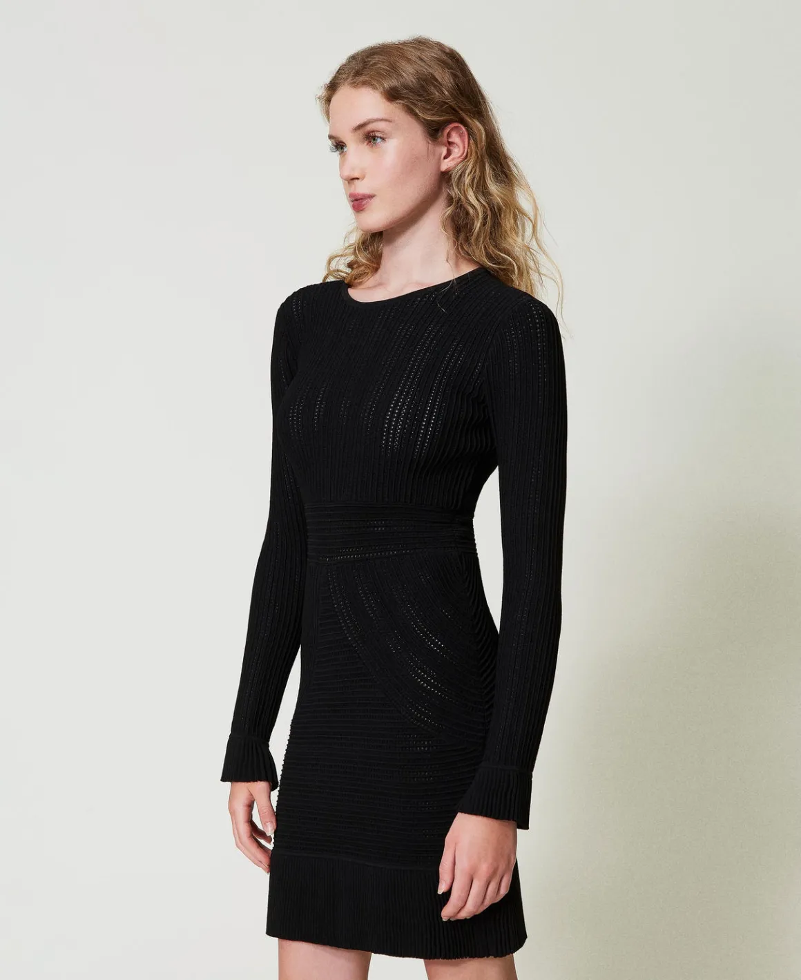 TWINSET Milano Abito Corto In Maglia Con Mix Di Punti | Vestiti In Maglia | Vestiti Corti