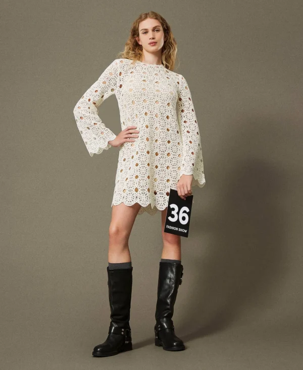 TWINSET Milano Abito Corto In Maglia Crochet | Vestiti Da Cerimonia | Vestiti In Maglia