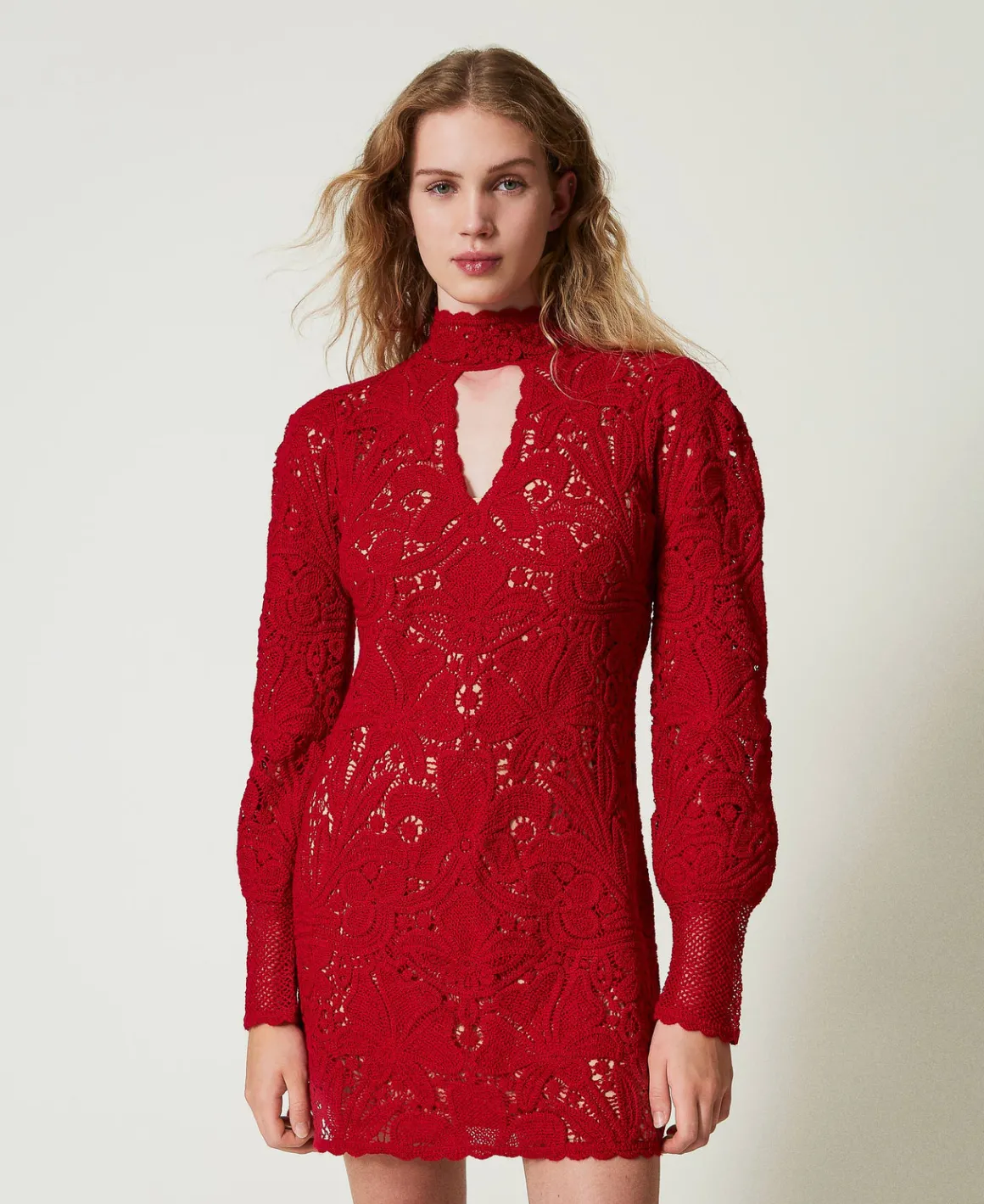 TWINSET Milano Abito Corto In Maglia Crochet A Fiori | Vestiti Da Cerimonia | Vestiti Eleganti