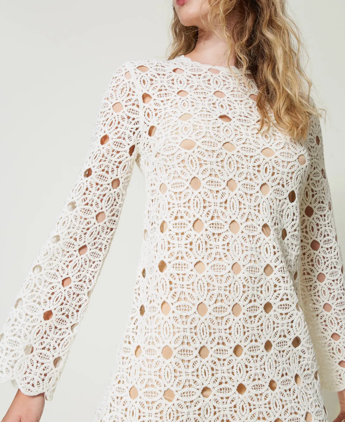TWINSET Milano Abito Corto In Maglia Crochet | Vestiti Da Cerimonia | Vestiti In Maglia