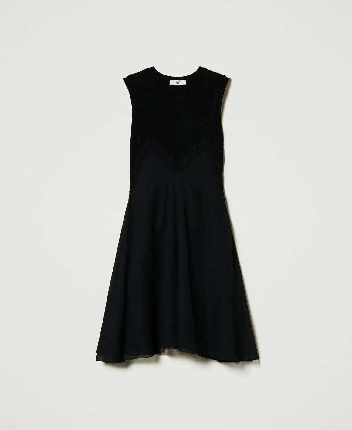 TWINSET Milano Abito Corto In Maglia E Georgette | Vestiti Eleganti | Vestiti In Maglia