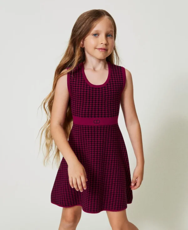 TWINSET Milano Abito Corto In Maglia Jacquard Pied De Poule | Vestiti