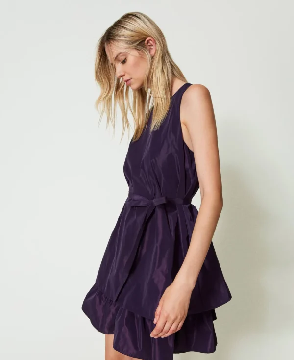 TWINSET Milano Abito Corto In Taffetà Con Balza | Vestiti Da Cerimonia | Vestiti Eleganti