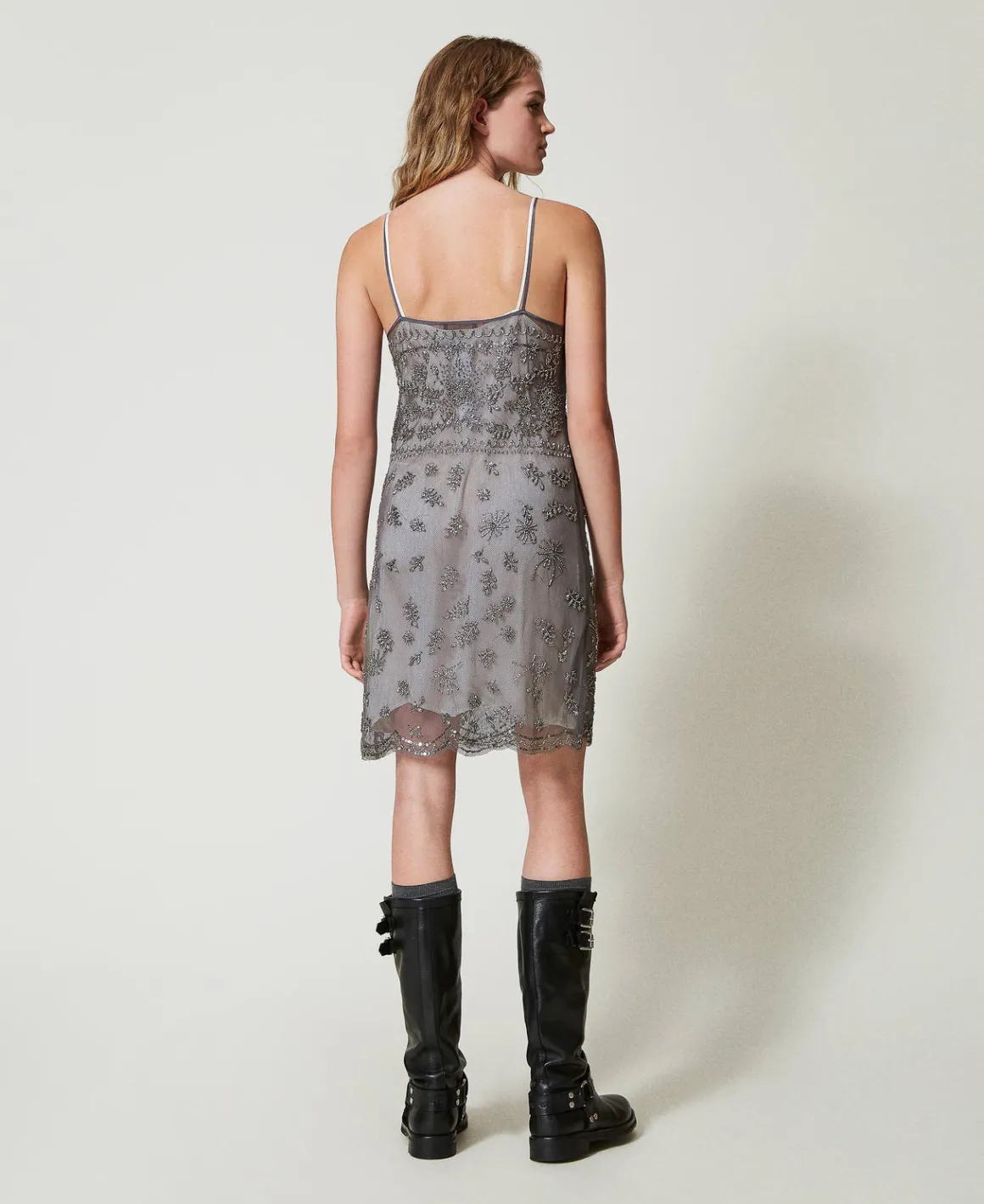 TWINSET Milano Abito Corto In Tulle Con Ricamo A Mano | Vestiti Da Cerimonia | Vestiti Corti