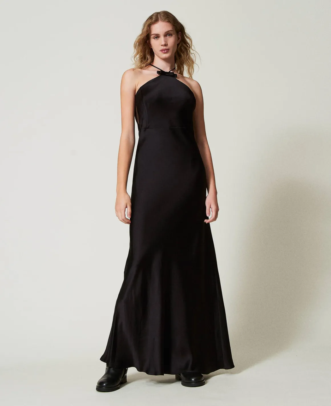 TWINSET Milano Abito Halter Lungo In Raso | Vestiti Da Cerimonia