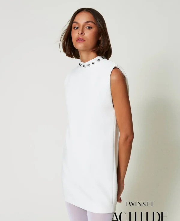 TWINSET Milano Abito In Crêpe Cady Con Perle Metalliche | Vestiti Da Cerimonia | Vestiti Corti