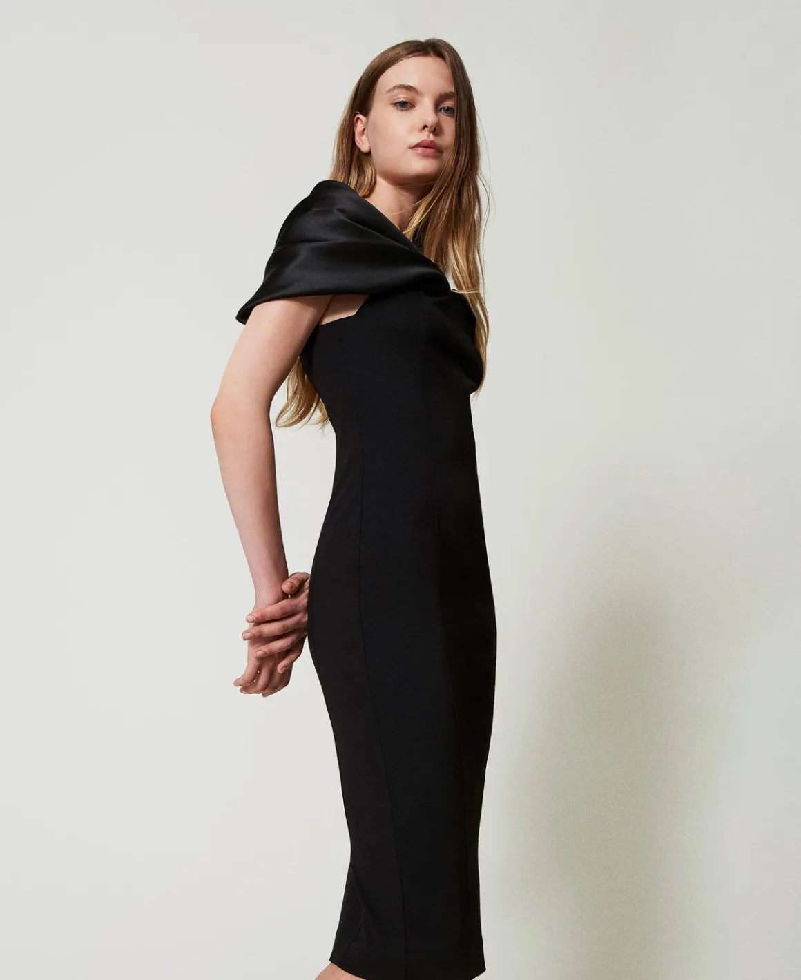 TWINSET Milano Abito Longuette Con Inserto In Raso | Vestiti Da Cerimonia | Vestiti Longuette