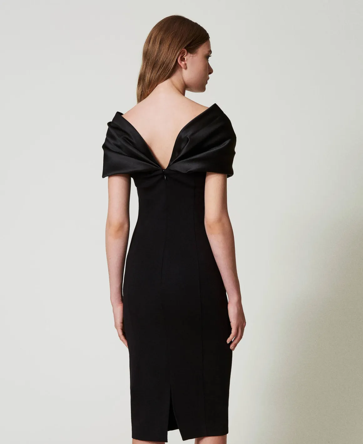 TWINSET Milano Abito Longuette Con Inserto In Raso | Vestiti Da Cerimonia | Vestiti Longuette