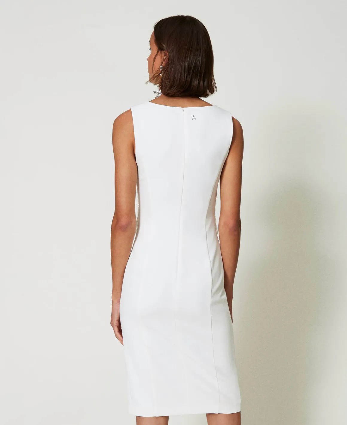 TWINSET Milano Abito Longuette In Crêpe Con Ricami | Vestiti Da Cerimonia | Vestiti Longuette