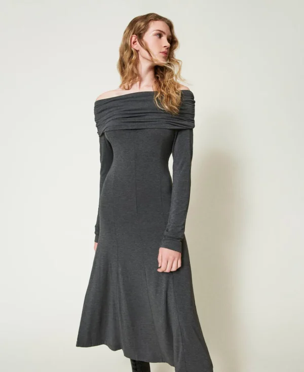 TWINSET Milano Abito Longuette In Jersey Con Ricamo Logo | Vestiti Longuette