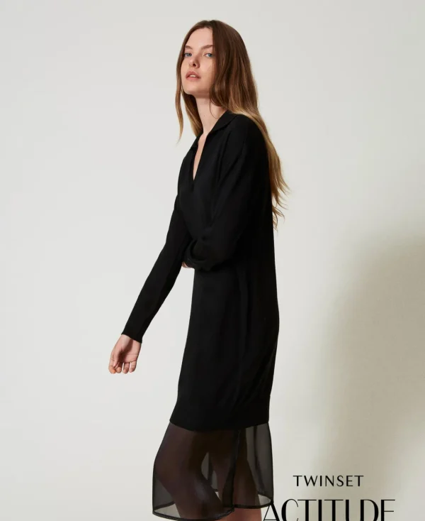 TWINSET Milano Abito Longuette In Maglia Con Sottoveste | Vestiti In Maglia | Vestiti Longuette