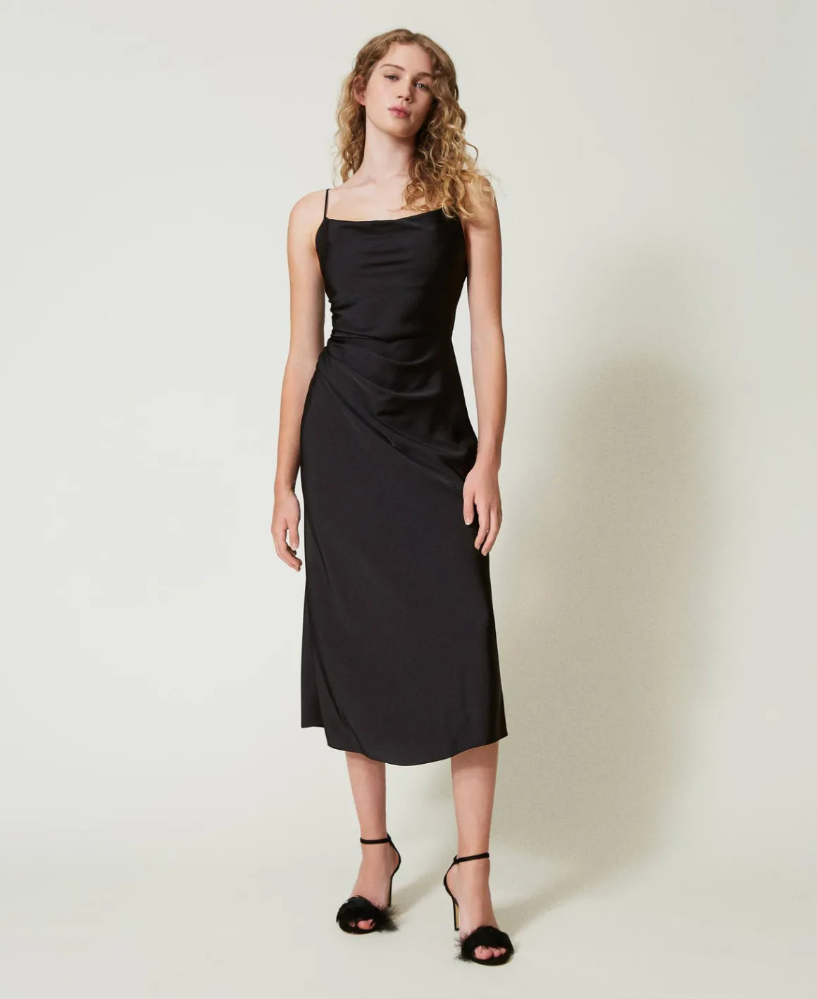 TWINSET Milano Abito Longuette In Raso Con Drappeggio | Vestiti Eleganti | Vestiti Longuette