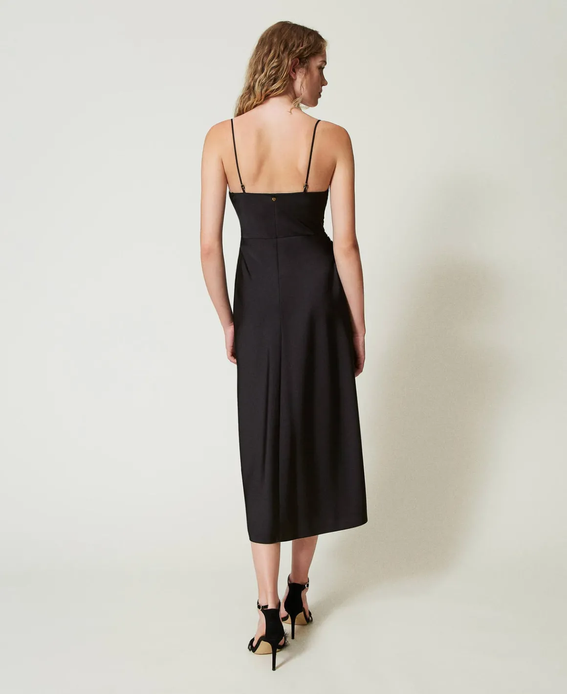 TWINSET Milano Abito Longuette In Raso Con Drappeggio | Vestiti Eleganti | Vestiti Longuette