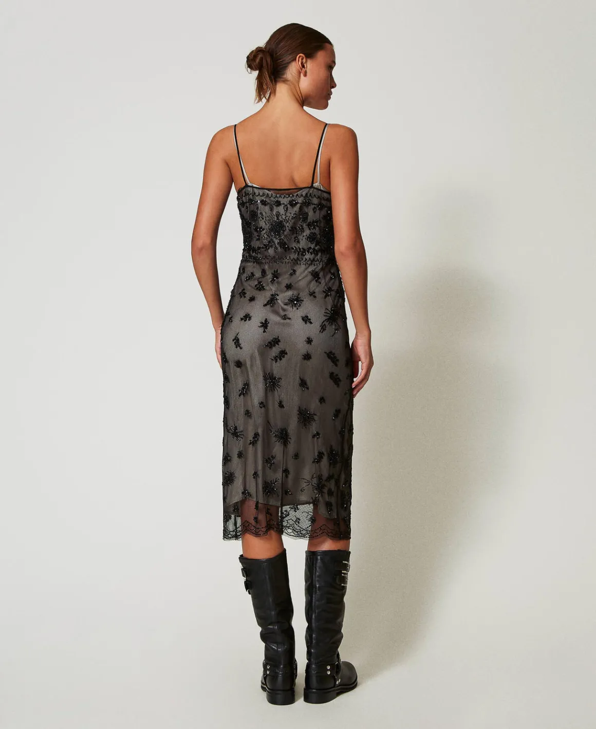 TWINSET Milano Abito Longuette In Tulle Con Ricamo A Mano | Vestiti Da Cerimonia | Vestiti Eleganti