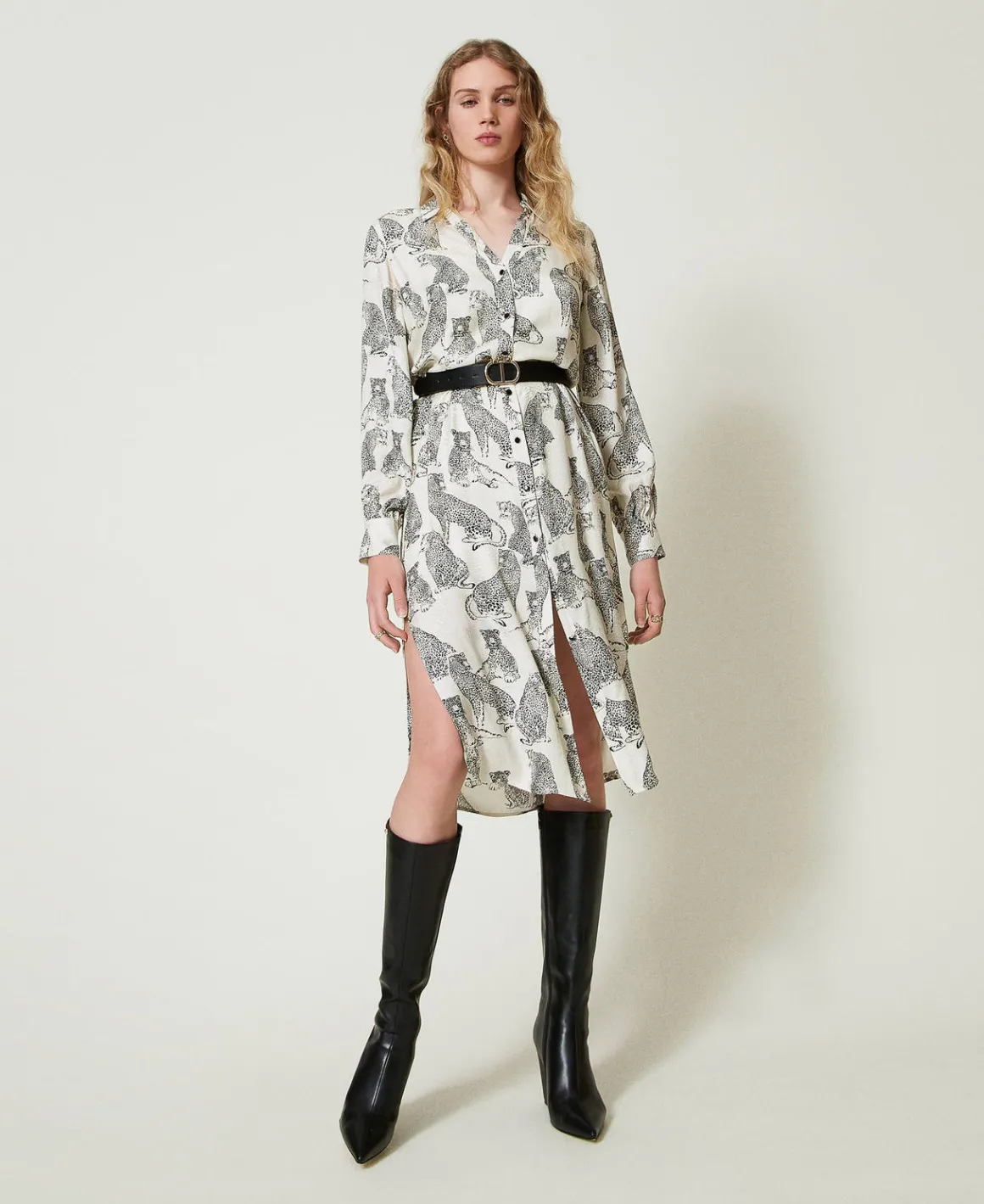 TWINSET Milano Abito Longuette Jacquard Con Stampa Giaguaro | Vestiti Da Cerimonia | Vestiti Longuette