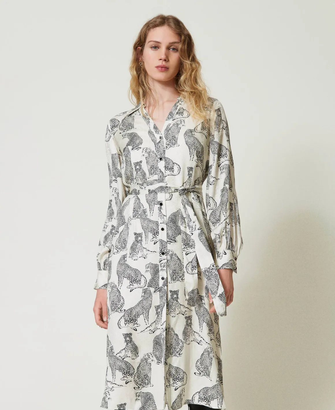 TWINSET Milano Abito Longuette Jacquard Con Stampa Giaguaro | Vestiti Da Cerimonia | Vestiti Longuette