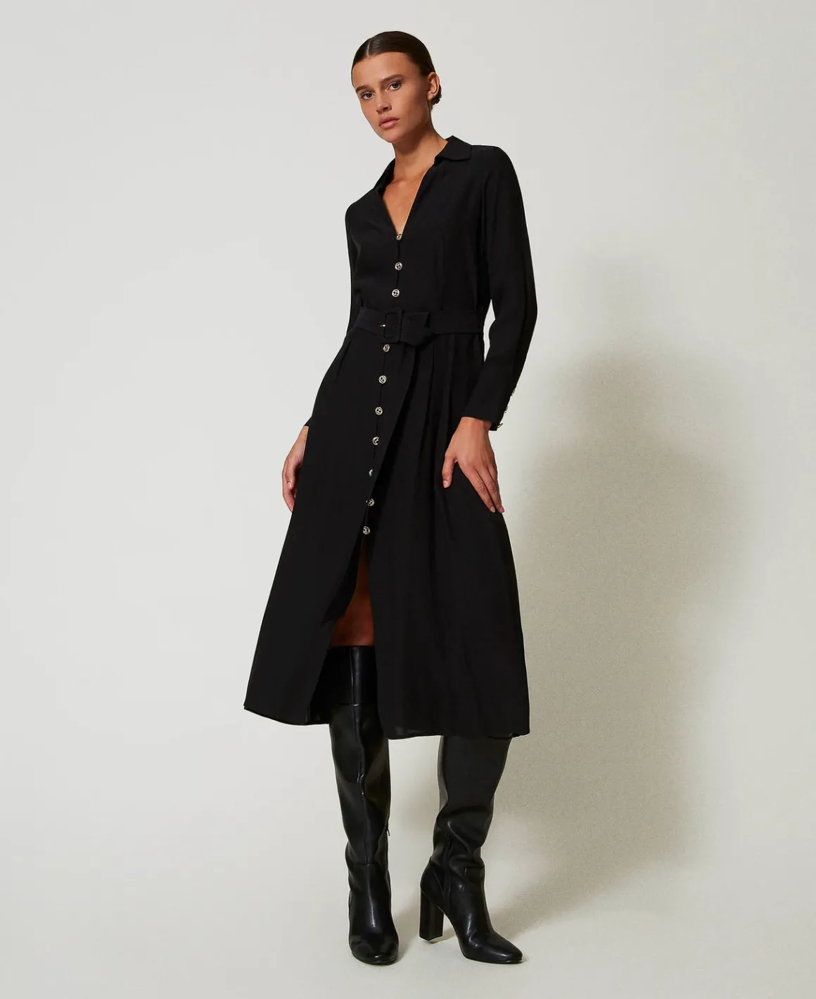 TWINSET Milano Abito Lungo Chemisier In Crêpe Georgette | Vestiti Lunghi