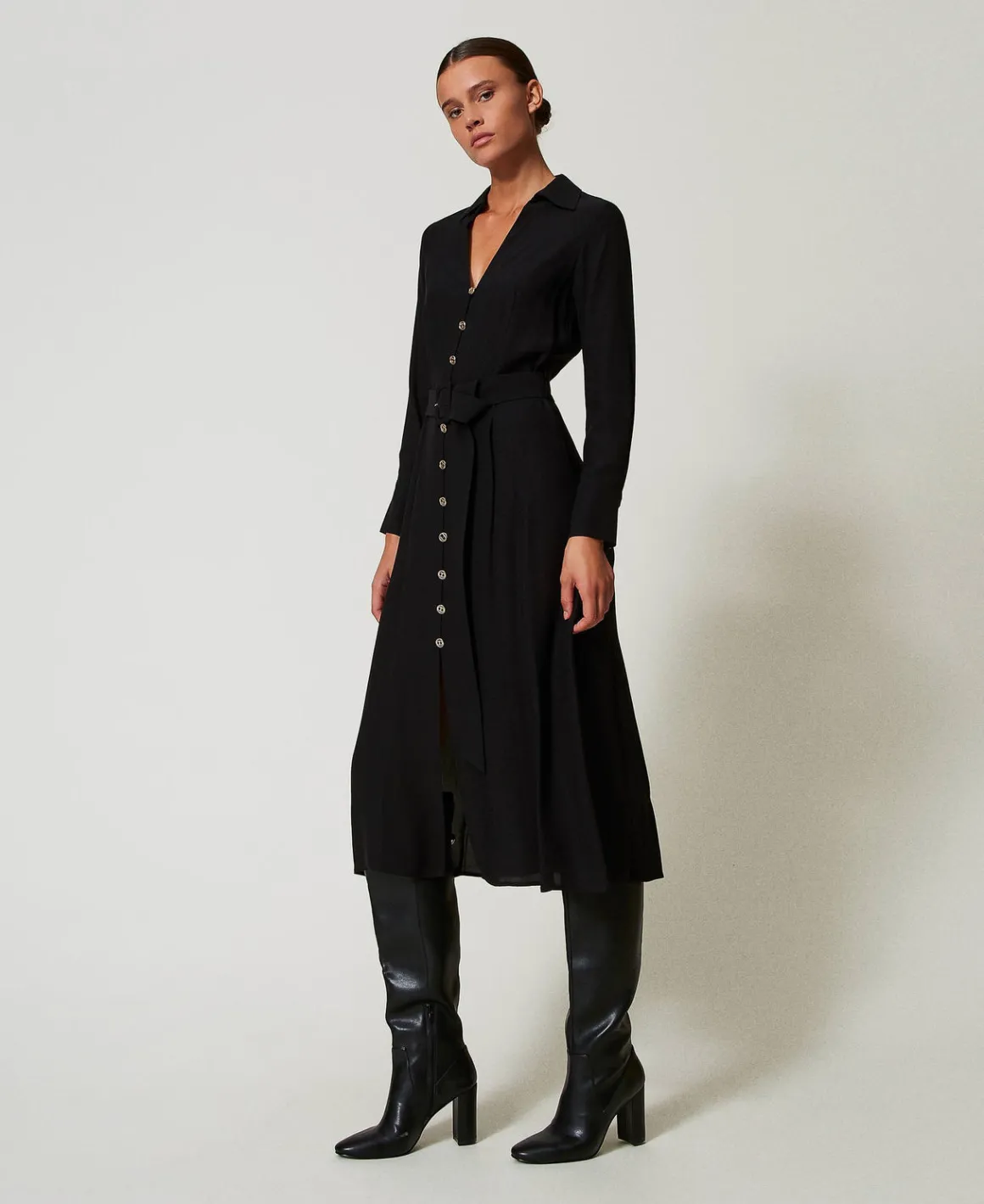 TWINSET Milano Abito Lungo Chemisier In Crêpe Georgette | Vestiti Lunghi