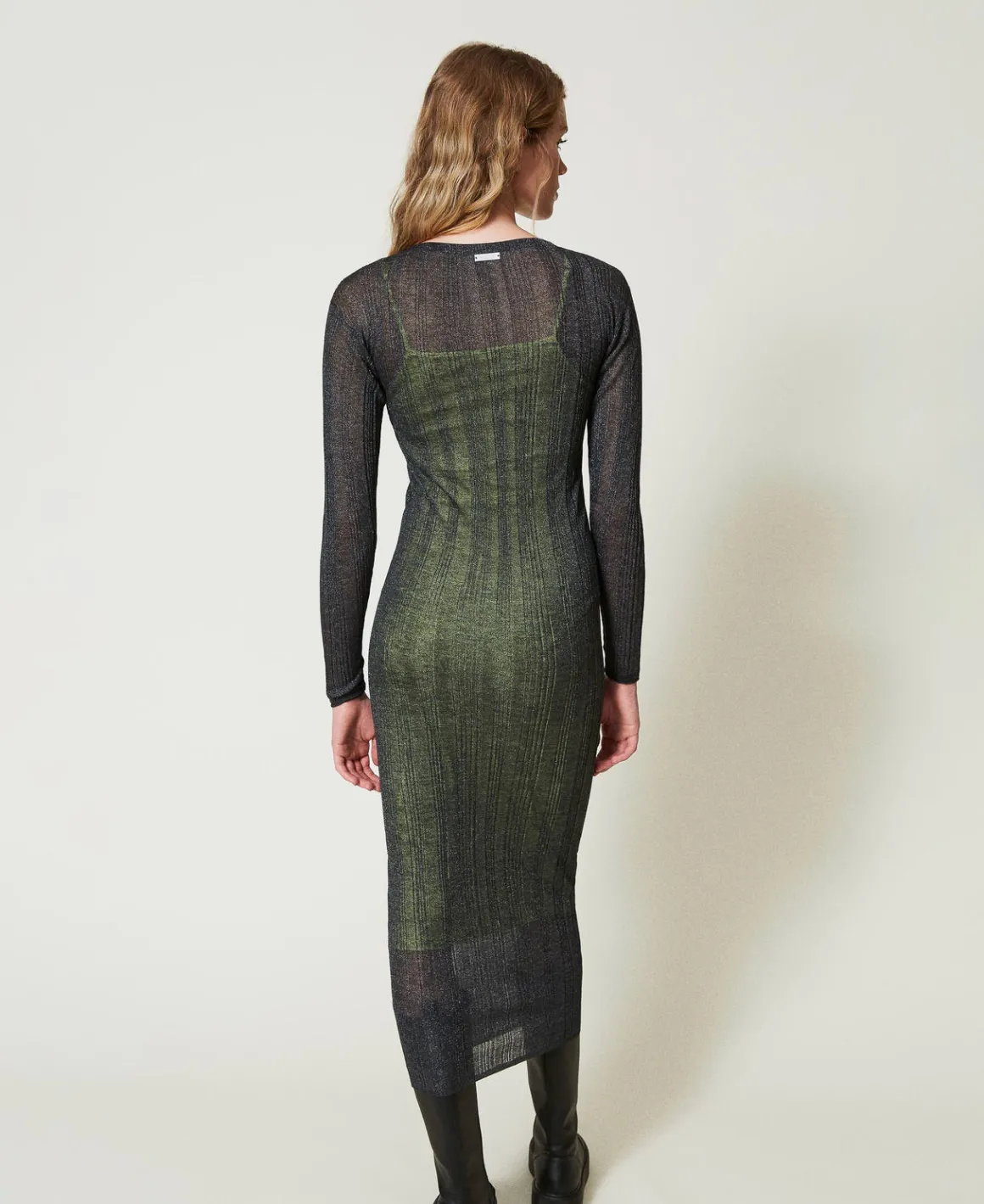 TWINSET Milano Abito Lungo Fitted In Maglia A Costine | Vestiti In Maglia | Vestiti Lunghi