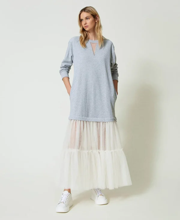 TWINSET Milano Abito Lungo In Felpa E Tulle | Vestiti Lunghi