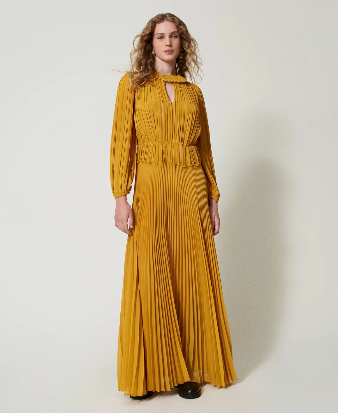 TWINSET Milano Abito Lungo In Georgette Plissé | Vestiti Eleganti | Vestiti Lunghi