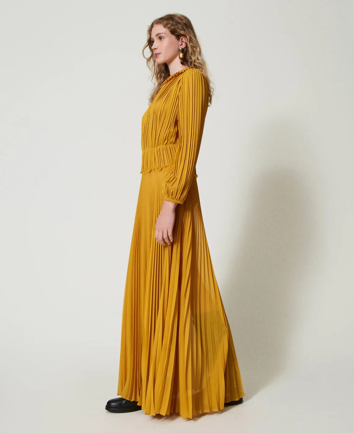TWINSET Milano Abito Lungo In Georgette Plissé | Vestiti Eleganti | Vestiti Lunghi