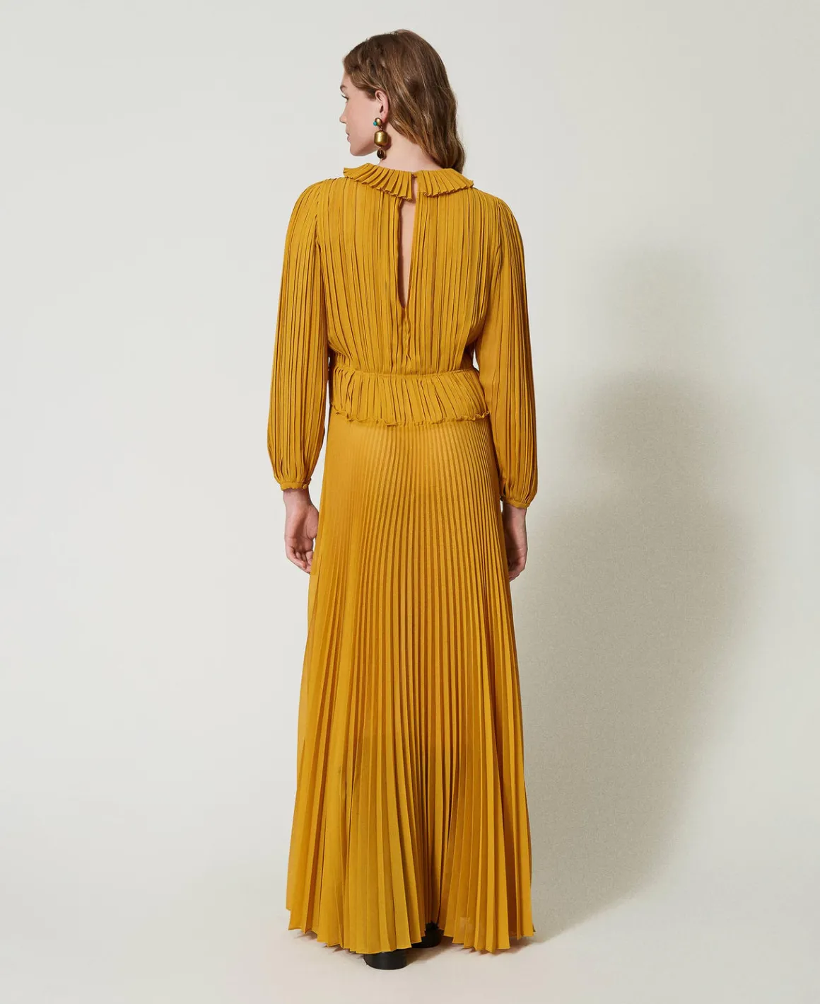 TWINSET Milano Abito Lungo In Georgette Plissé | Vestiti Eleganti | Vestiti Lunghi