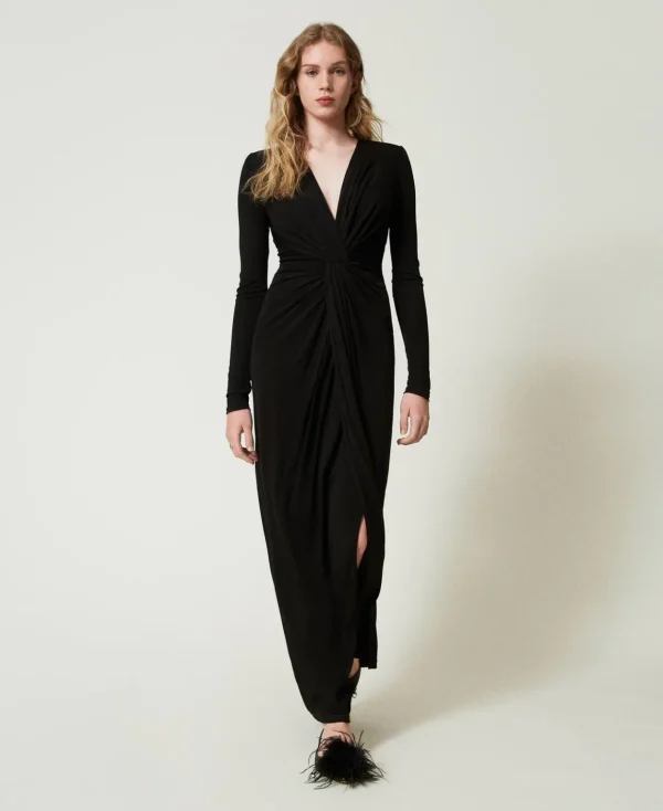 TWINSET Milano Abito Lungo In Jersey Con Drappeggio | Vestiti Da Cerimonia | Vestiti Eleganti