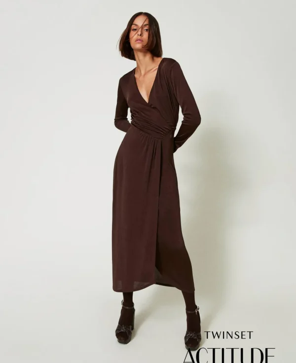 TWINSET Milano Abito Lungo In Jersey Con Drappeggio Laterale | Vestiti Lunghi