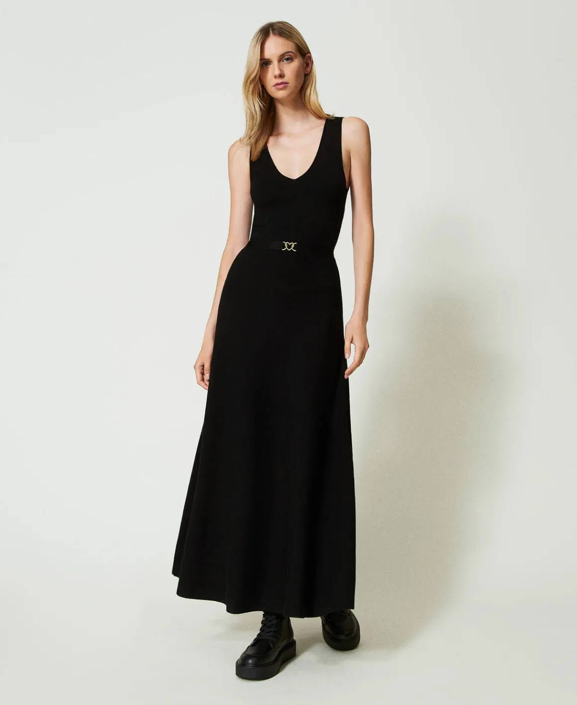 TWINSET Milano Abito Lungo In Maglia Con Cintura | Vestiti In Maglia | Vestiti Lunghi