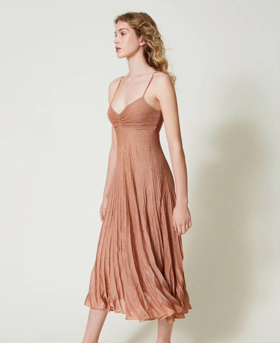 TWINSET Milano Abito Lungo In Maglia Lurex Plissé | Vestiti Da Cerimonia | Vestiti Eleganti