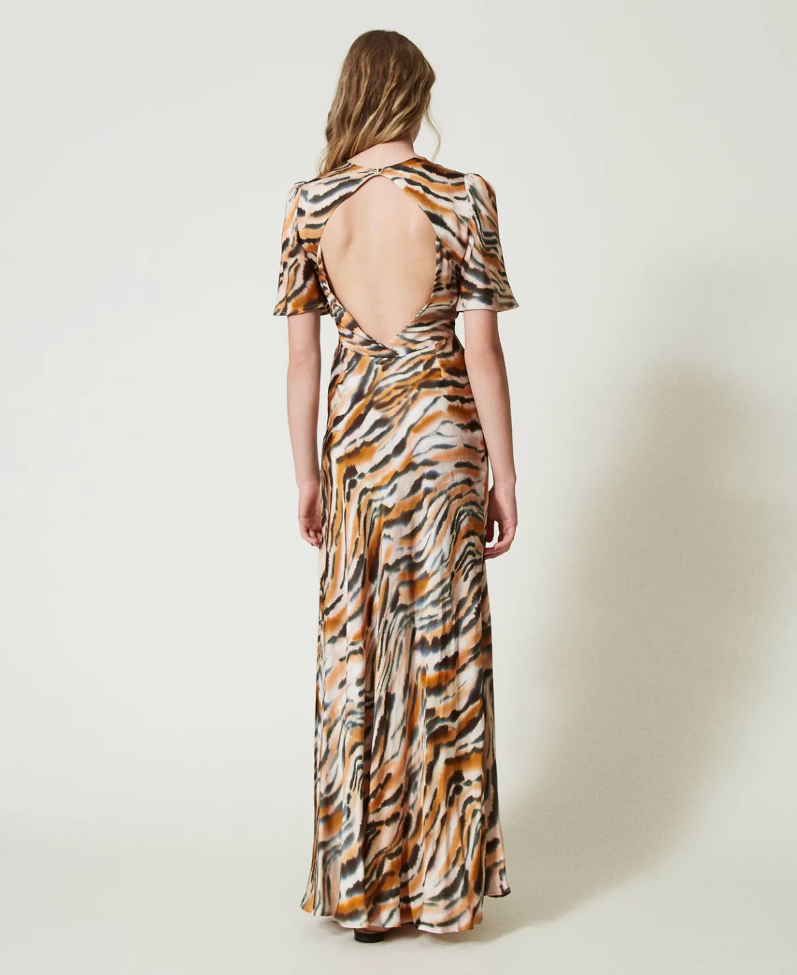 TWINSET Milano Abito Lungo In Raso Animalier | Vestiti Da Cerimonia | Vestiti Lunghi