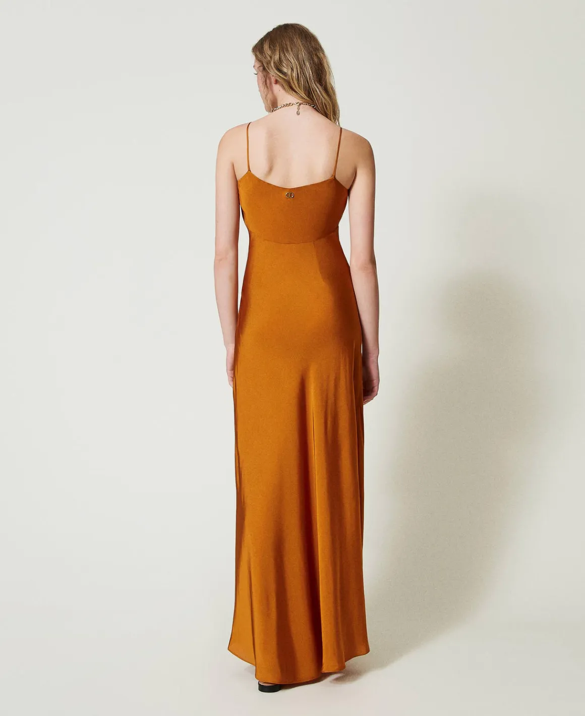TWINSET Milano Abito Lungo In Raso Con Spalline Sottili | Vestiti Da Cerimonia | Vestiti Eleganti