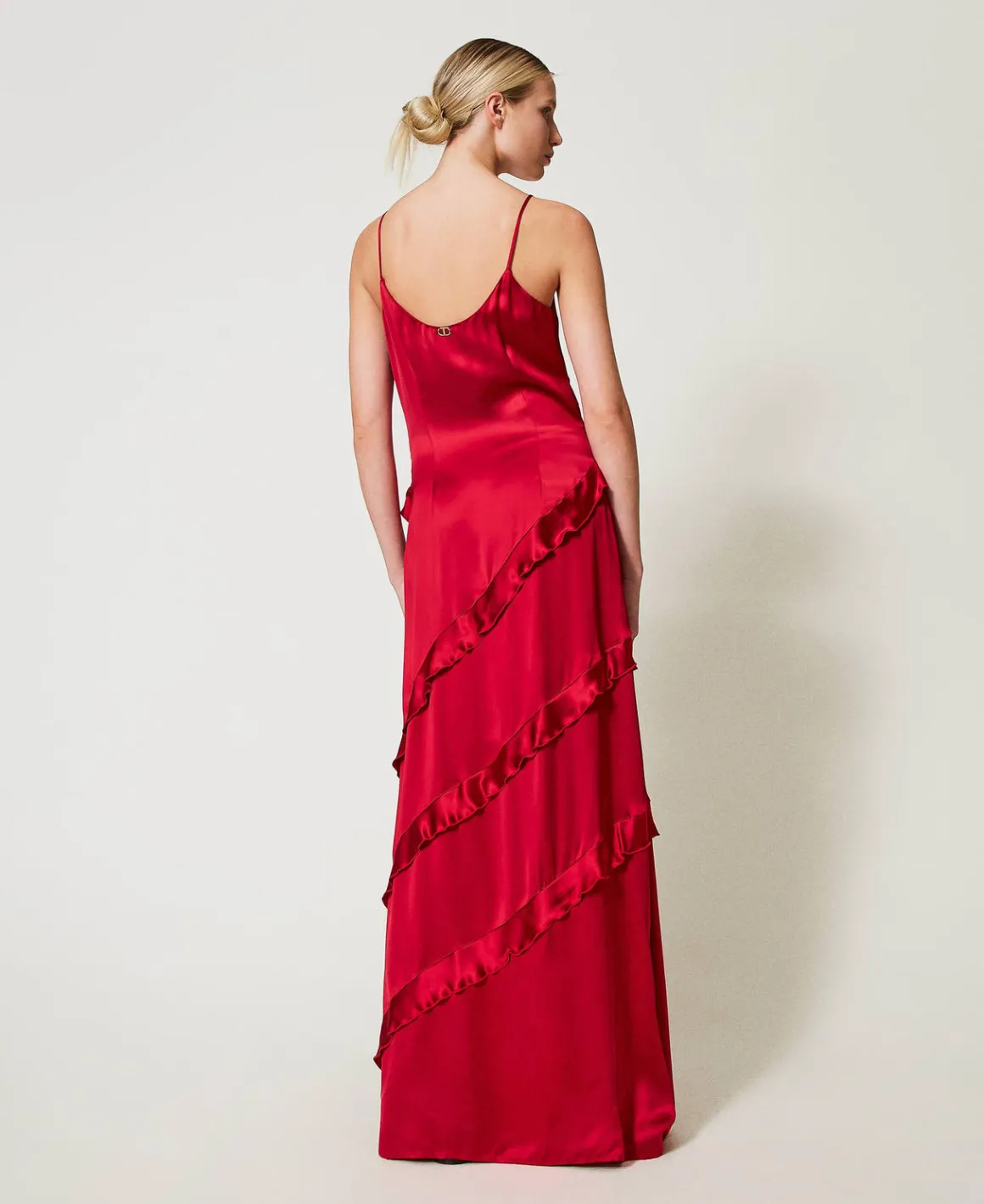 TWINSET Milano Abito Lungo In Raso Con Volant | Vestiti Da Cerimonia | Vestiti Eleganti