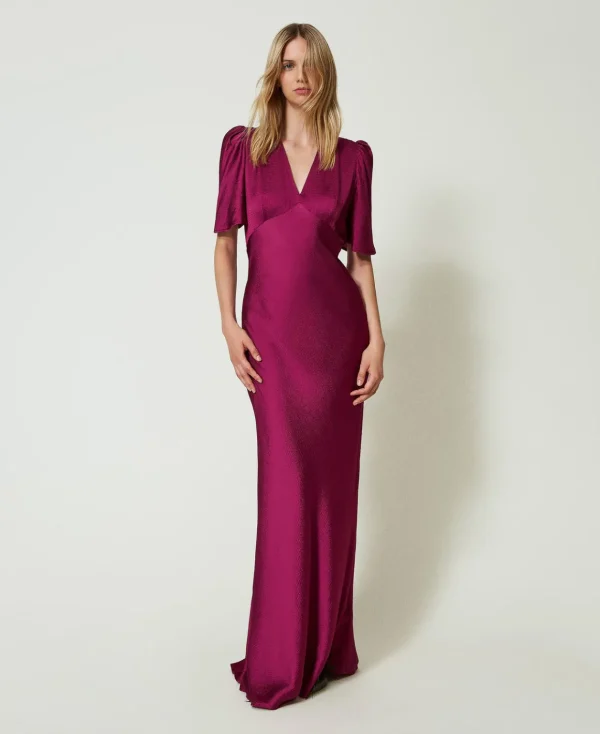 TWINSET Milano Abito Lungo In Raso Martellato | Vestiti Da Cerimonia | Vestiti Eleganti