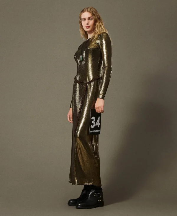 TWINSET Milano Abito Lungo Laminato Con Drappeggio | Vestiti Da Cerimonia