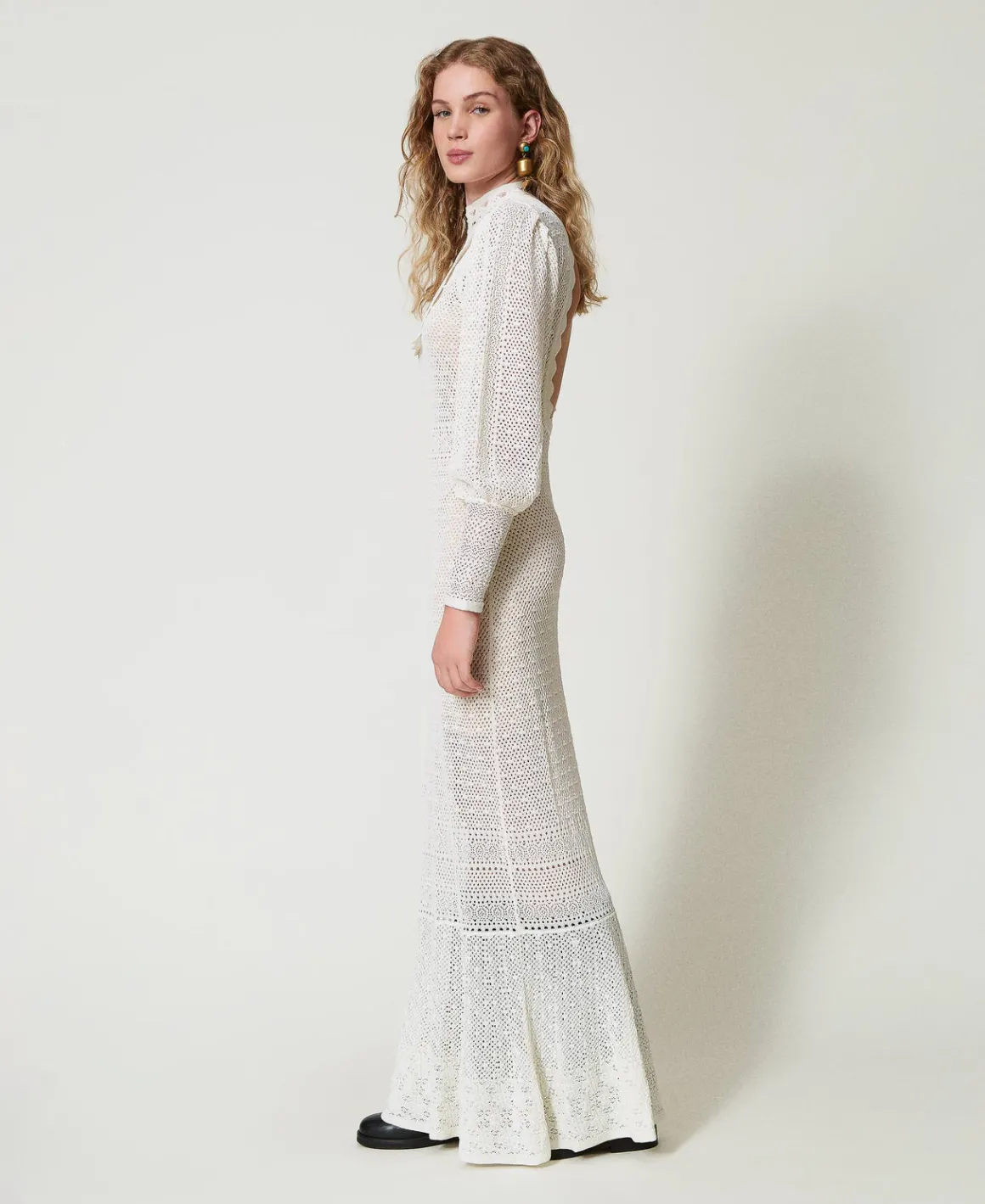 TWINSET Milano Abito Lungo 'Lara' In Maglia Punto Pizzo | Vestiti Da Cerimonia | Vestiti Eleganti