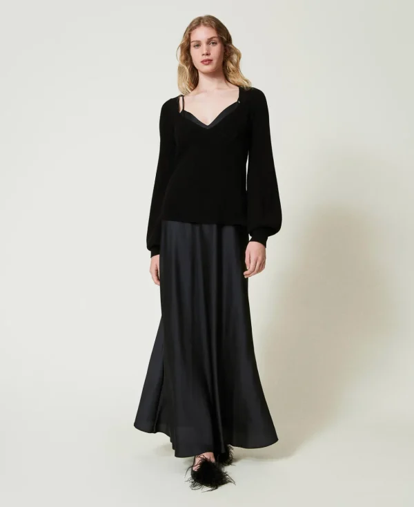 TWINSET Milano Abito Lungo Sottoveste Con Maglia | Vestiti Da Cerimonia | Vestiti Eleganti