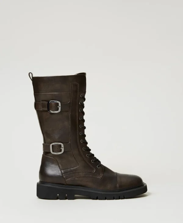 TWINSET Milano Anfibi Alti Con Cinturini | Scarpe Basse | Anfibi