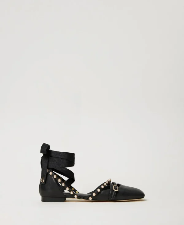 TWINSET Milano Ballerine Con Perle E Nastri | Ballerine E Mocassini | Scarpe Basse
