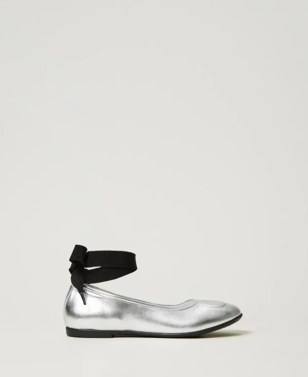 TWINSET Milano Ballerine In Pelle Con Nastri | Scarpe