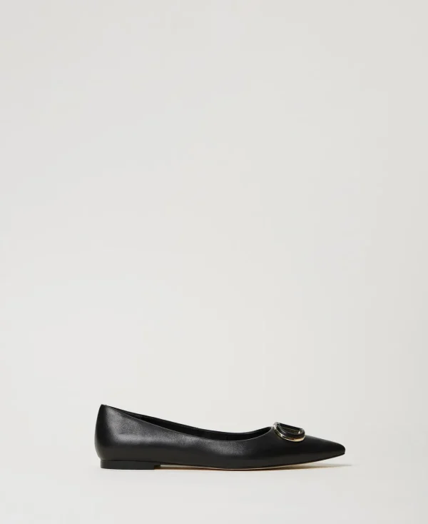 TWINSET Milano Ballerine In Pelle Con Oval T | Ballerine E Mocassini | Scarpe Basse