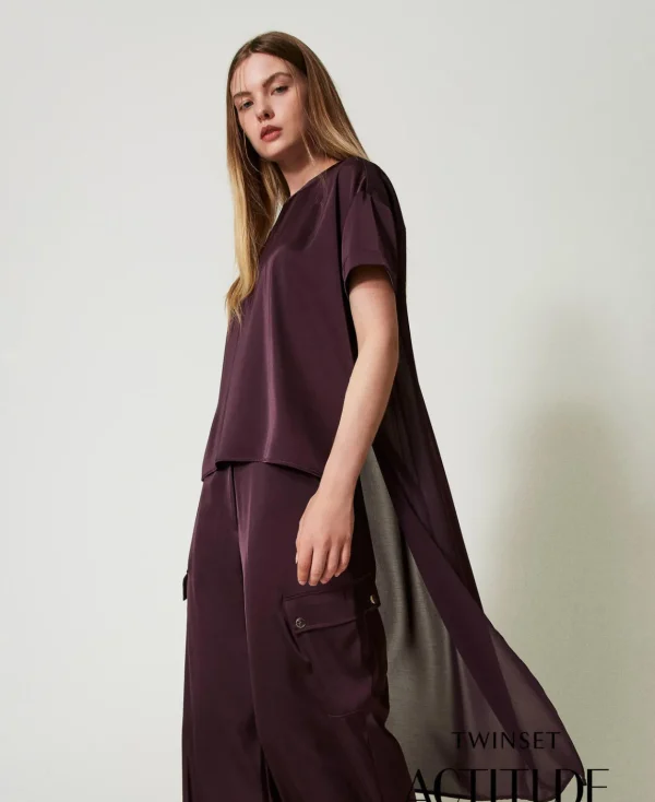 TWINSET Milano Blusa Asimmetrica In Raso E Georgette | Bluse E Camicie
